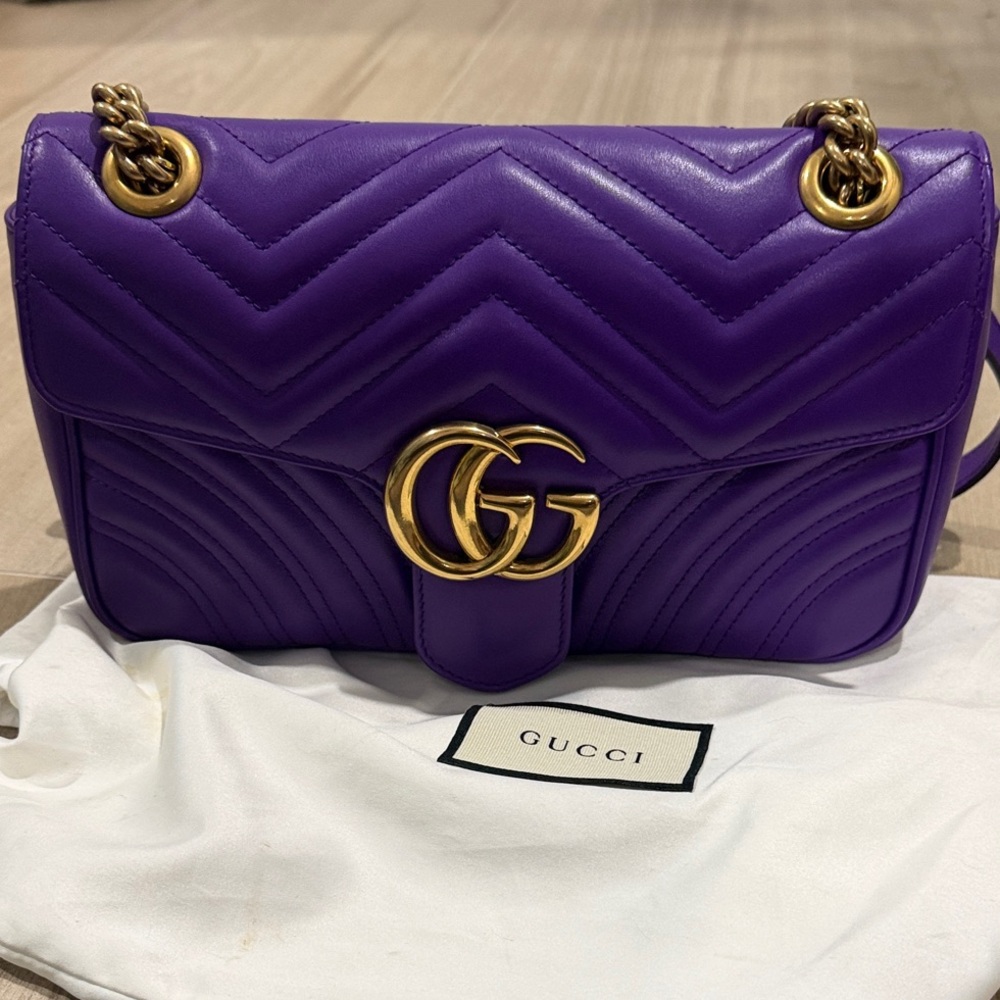 Gucci Marmont Matelassé Purple Shoulder Bag